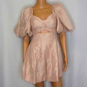 Aje Women's US/0 Au/4 Dusk Knot Puff Sleeve Mini Dress Blush 22AW5390